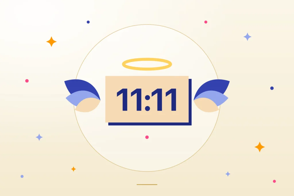 Godzina 11:11 ze skrzydłami i aureolą